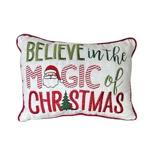 Embroidered Christmas Holiday Pillow Believe in the Magic : Rectangle - 9” x 12”